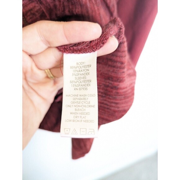 Logo by Lori Goldstein Sweater Maroon Knit Suede Cardigan Extra Large‎ - Picture 9 of 9